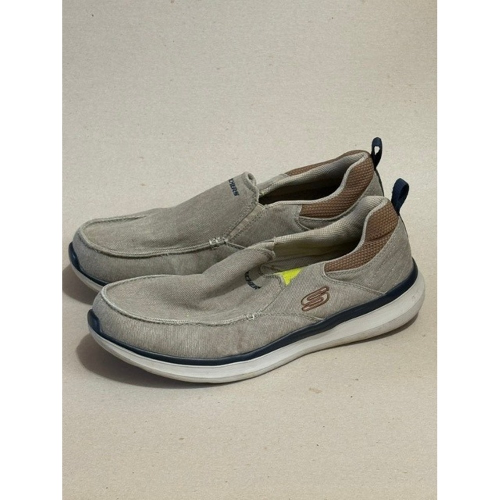 Skechers Mens 12 Classic Fit Air Cooled Memory Foam Slip On Shoes Beige 210025